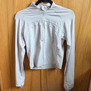 Light Gray Quarter-Zip Long Sleeve Active Top